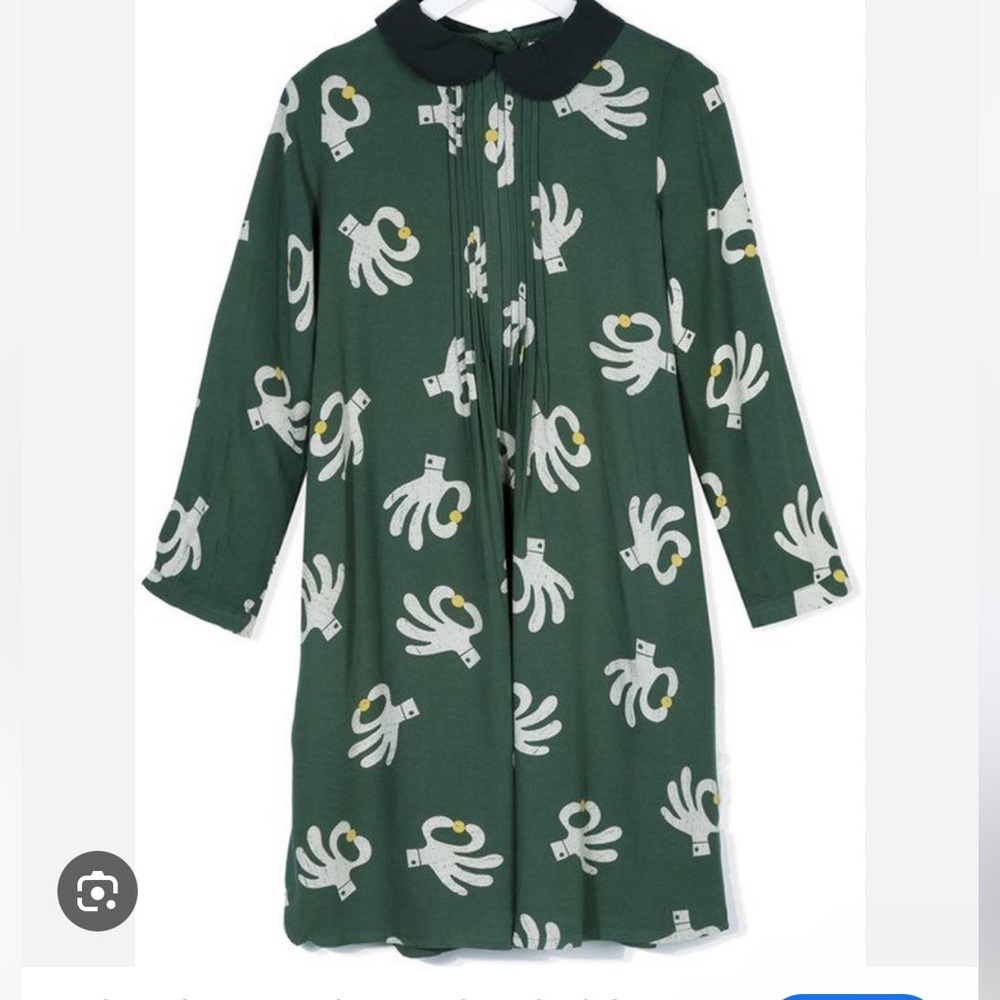 Bobo Choses Princess Hand Trick Green Long Sleeve Dress 4 / 5